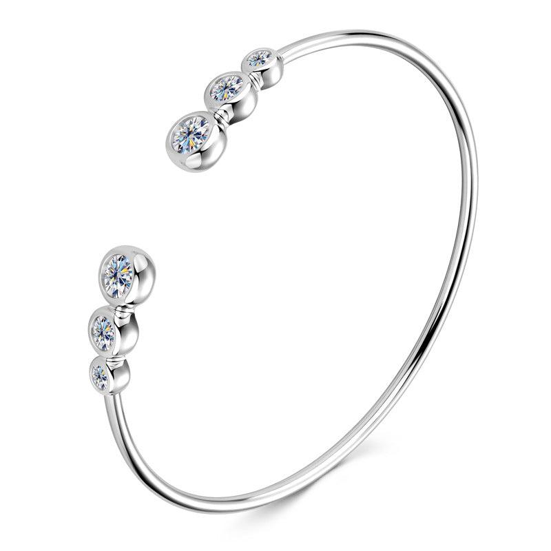 1.8 ctw D Color VVS1 Moissanite Open Bangle Bracelet