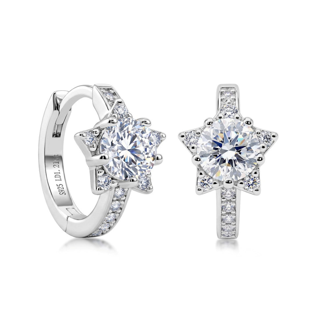 Celestial Star HPHT Lab-Grown Diamond Earrings in S925 Silver