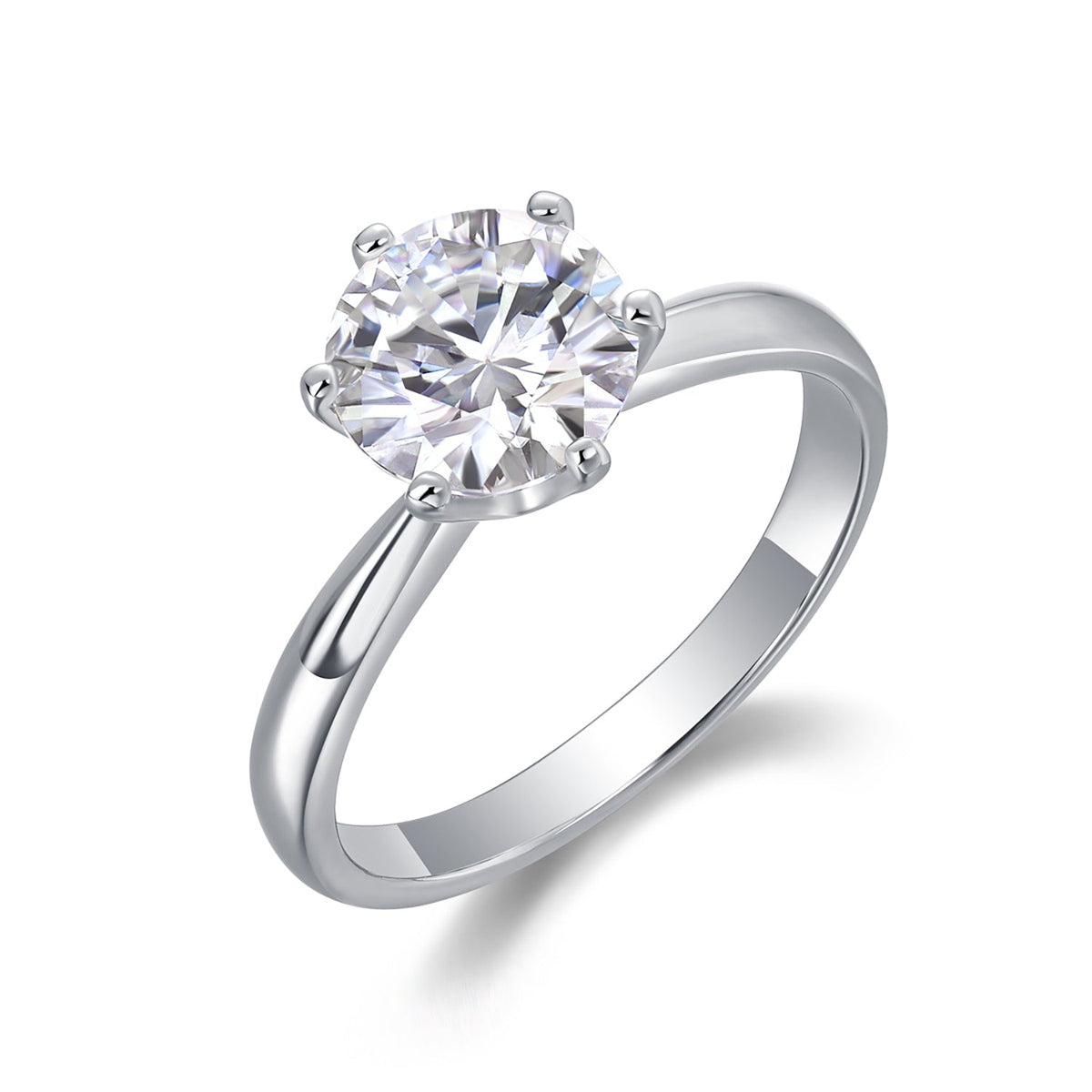 1–10 Carat Round D Color VVS1 Moissanite Ring