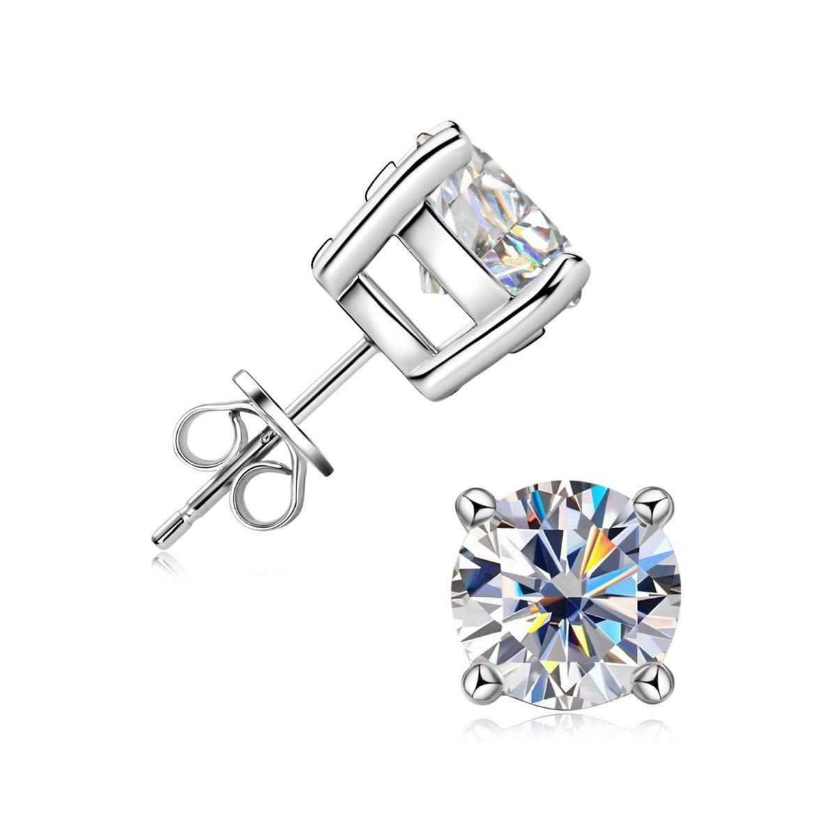 Minimalist 4-Prong D Color VVS1 Moissanite Stud Earrings