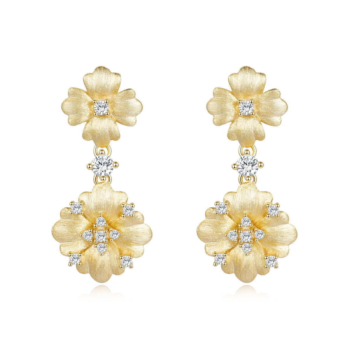 Daisy Flower D Color VVS1 Moissanite Drop Earrings in S925 Silver