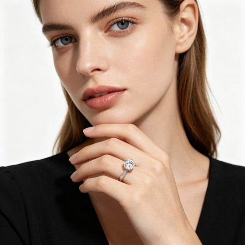 1–10 Carat Round D Color VVS1 Moissanite Ring