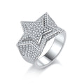Iced Out D Color VVS1 Moissanite Star Cuban-Inspired Ring