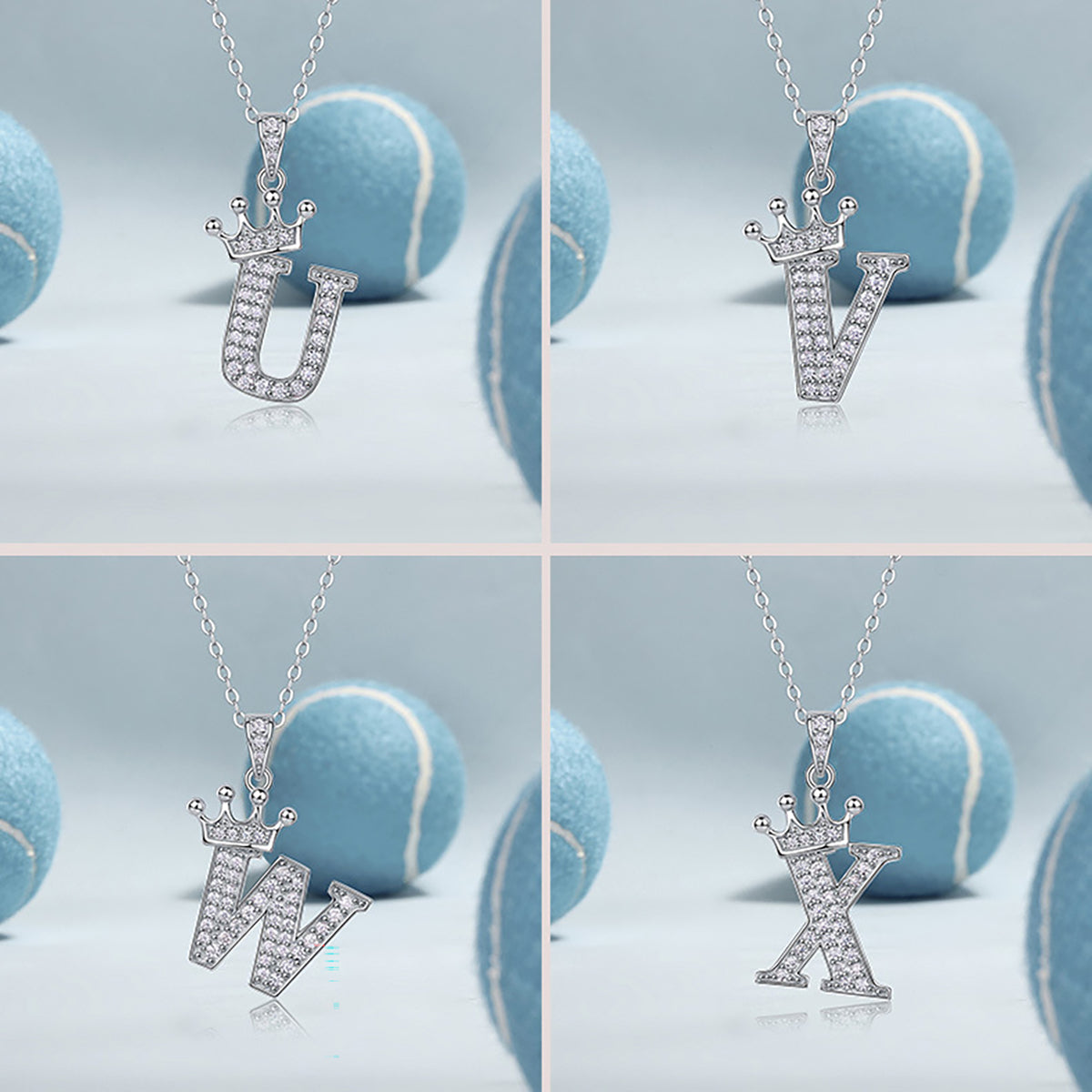 Crown Initial A-Z D Color VVS1 Moissanite Pendant Necklace