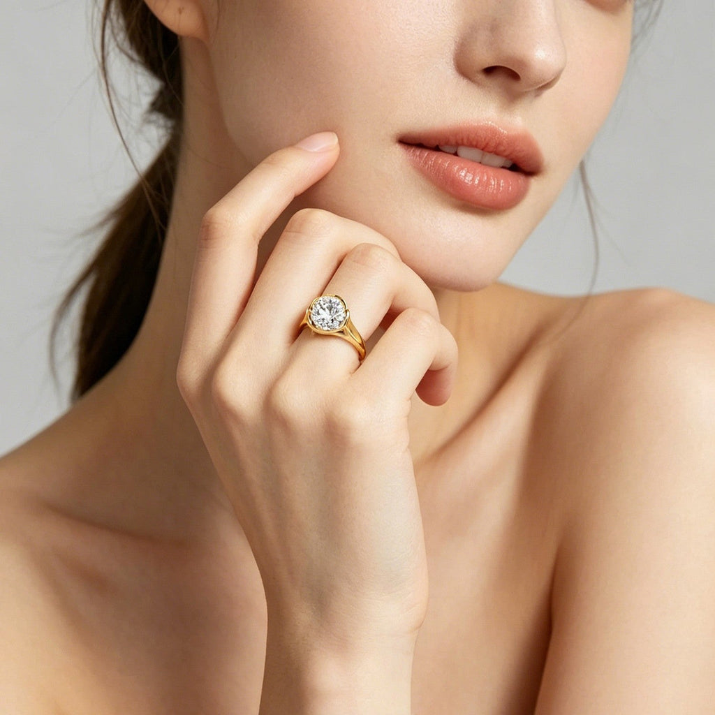 2.0 Carat D Color VVS1 Round Moissanite Bezel Solitaire Ring