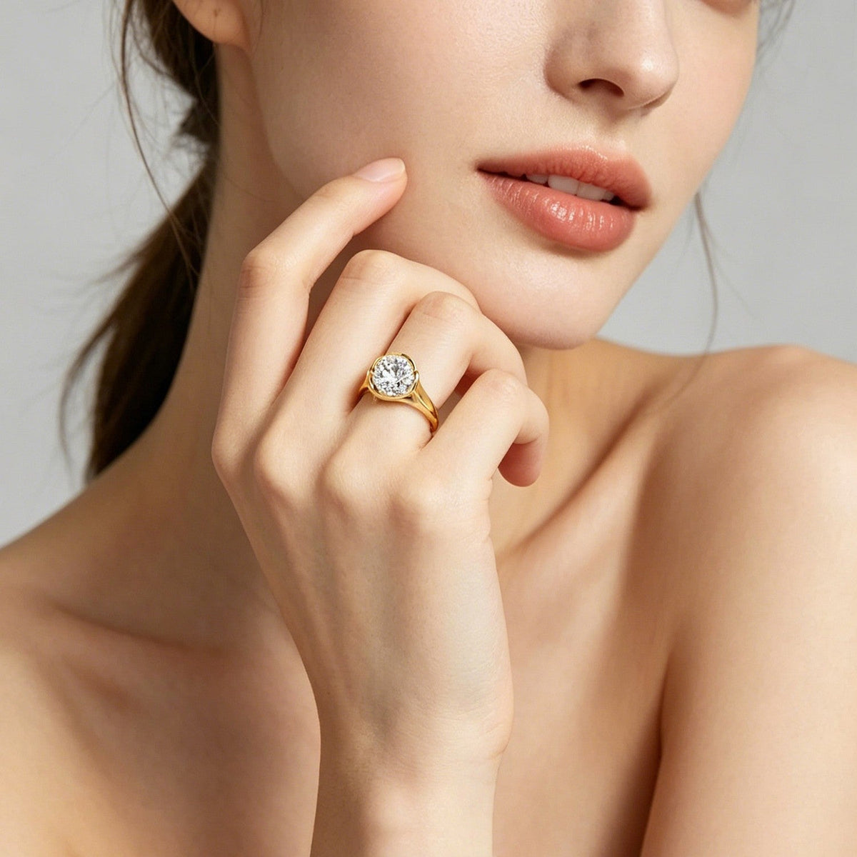 2.0 Carat D Color VVS1 Round Moissanite Bezel Solitaire Ring