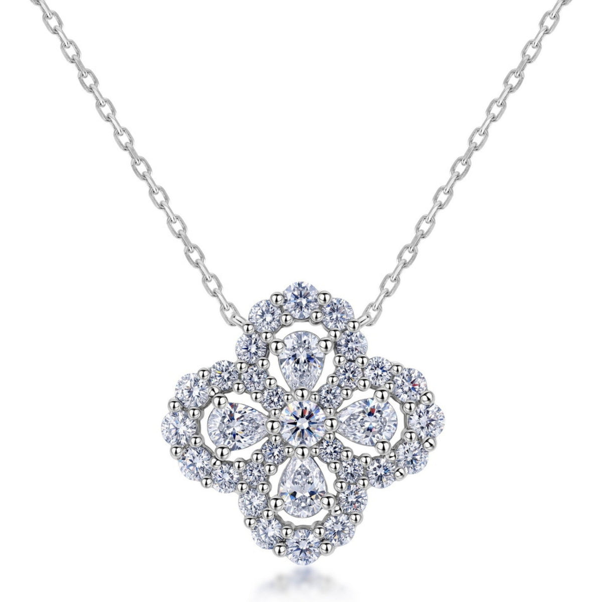 1.65 CTW Lab-Grown Diamond Floral Cluster Pendant Necklace