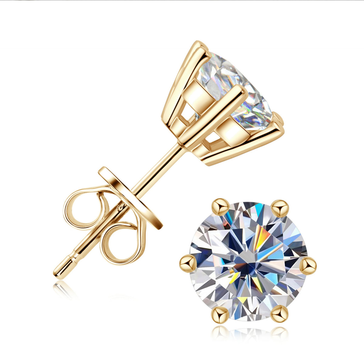 Classic Six-Prong D Color VVS1 Moissanite Stud Earrings