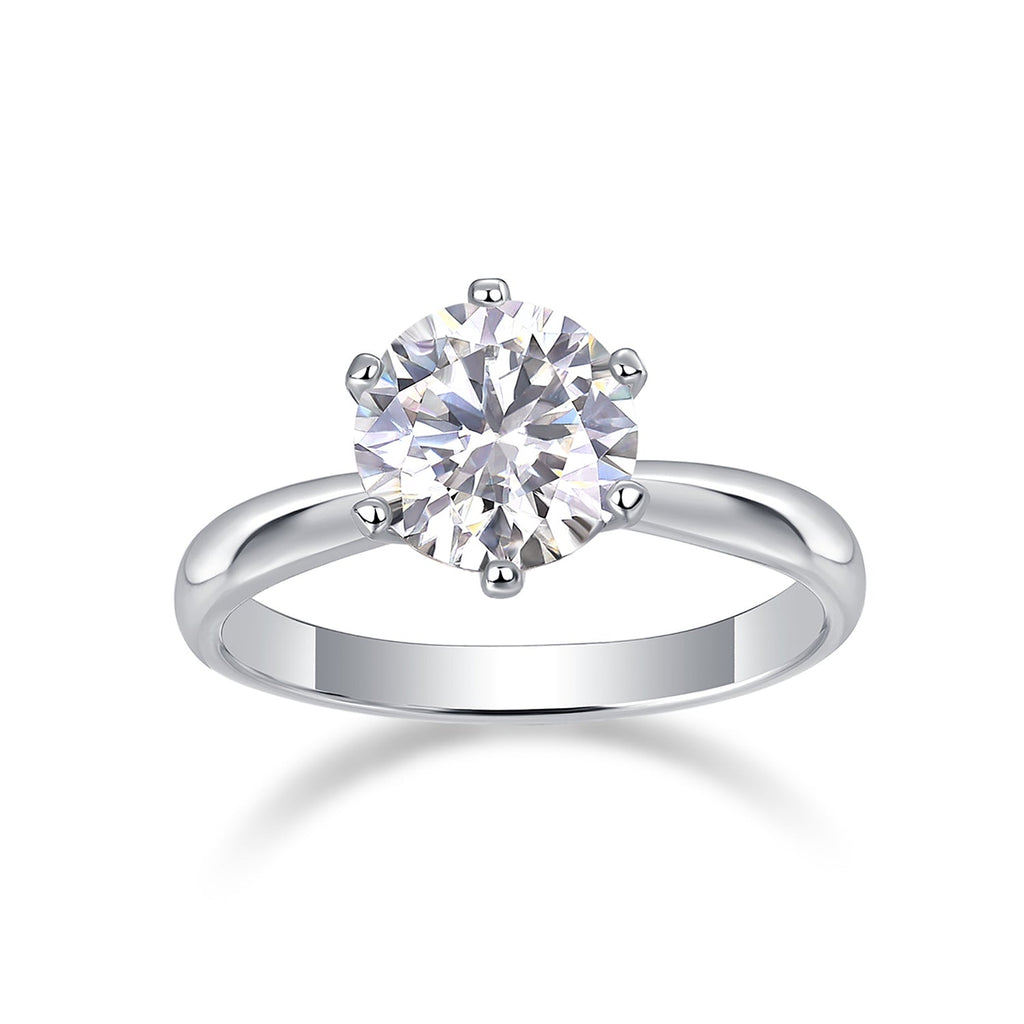 1–10 Carat Round D Color VVS1 Moissanite Ring