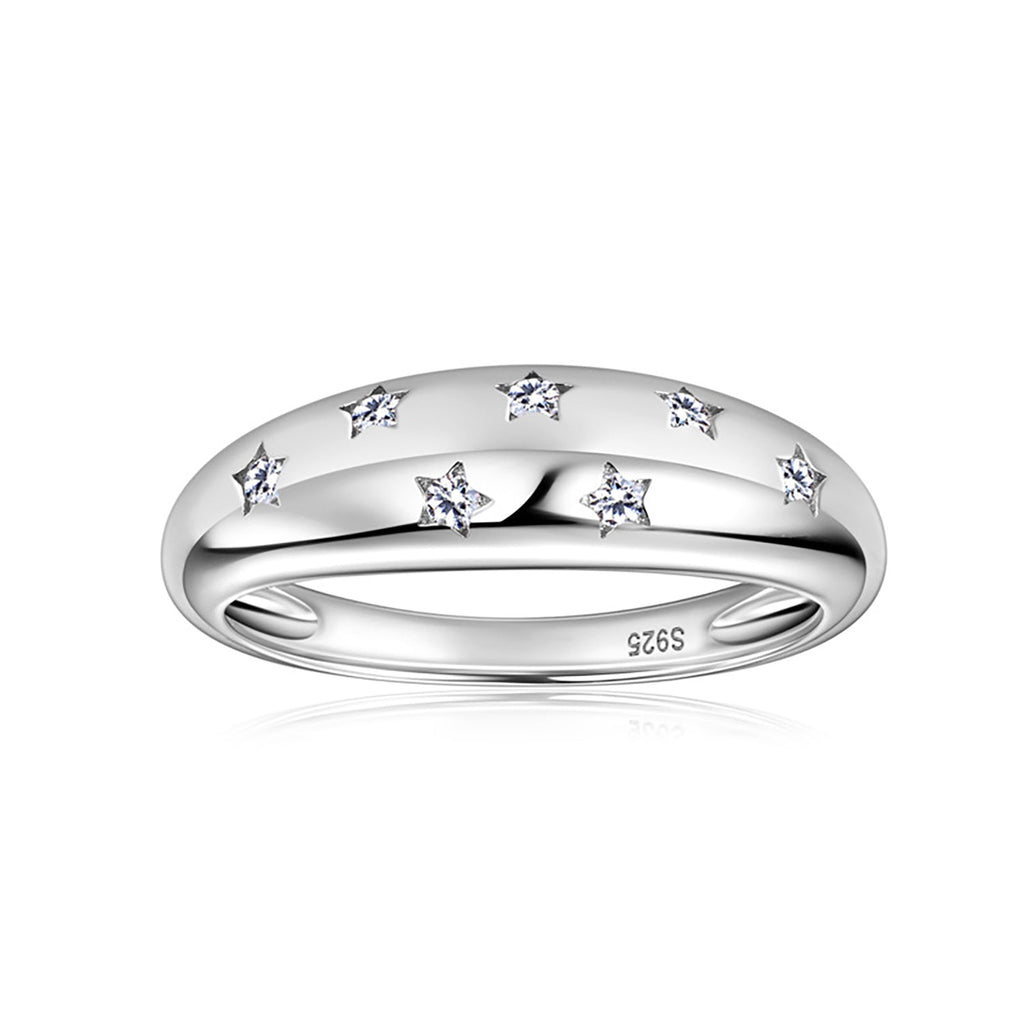 D Color VVS1 Moissanite 7-Stone Starry Sky Band Ring
