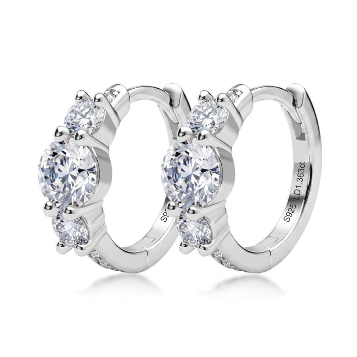 Three-Stone HPHT Lab-Grown Diamond Luxury Earrings