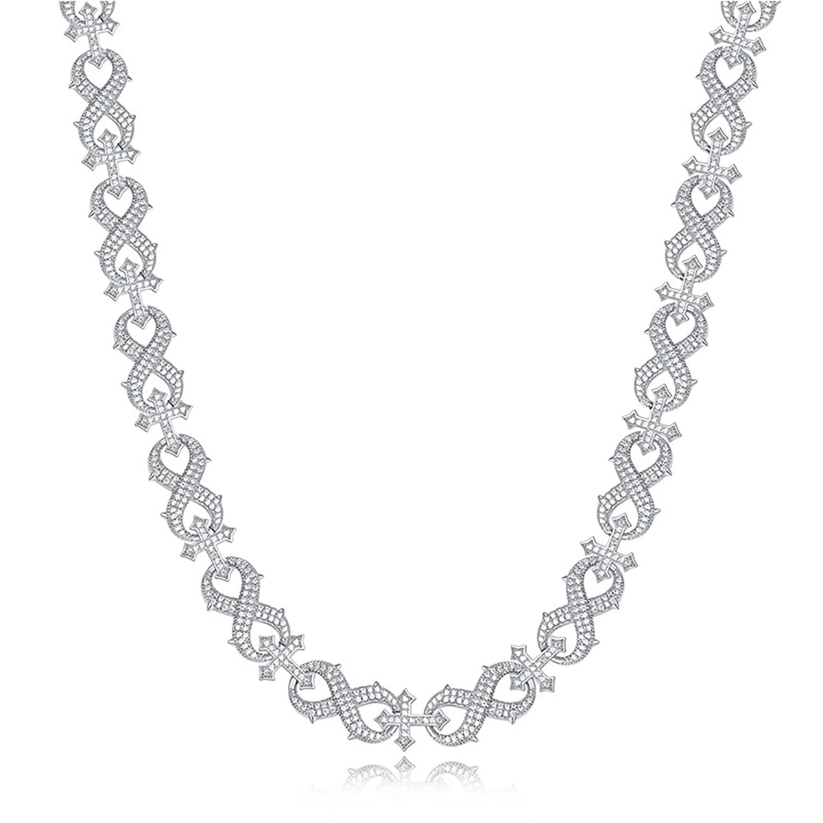 14mm D Color VVS1 Moissanite Cross Cuban Link Chain Necklace