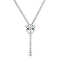 32.3 CTW Panther Head Y-Lariat Moissanite Tennis Necklace