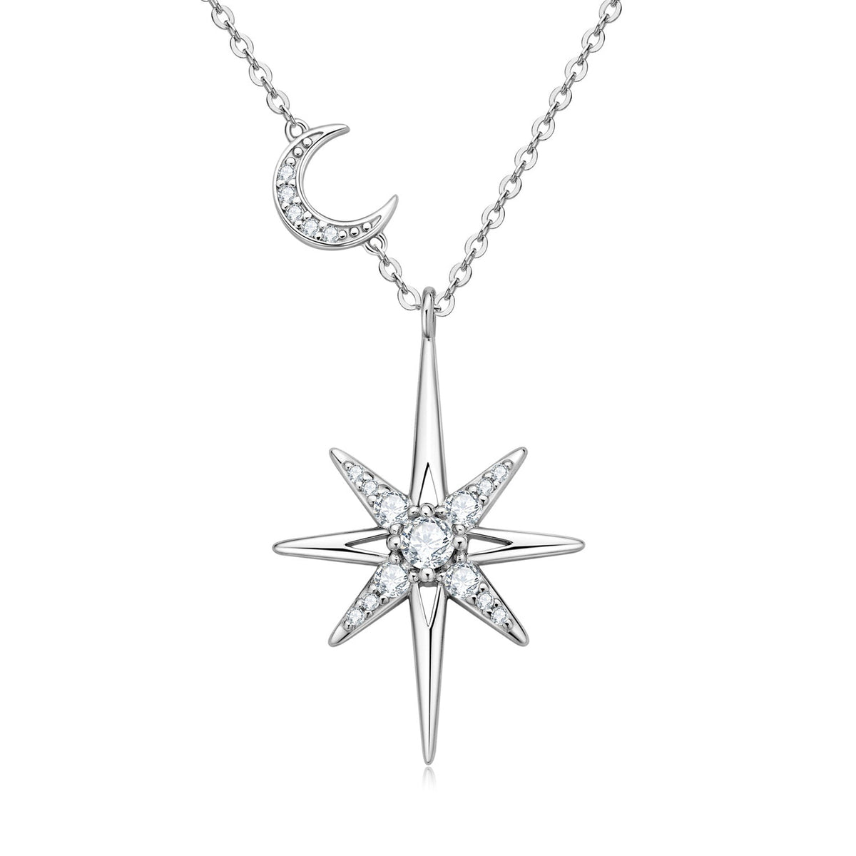 D Color VVS1 Eight-Point Star Moissanite Pendant Necklace