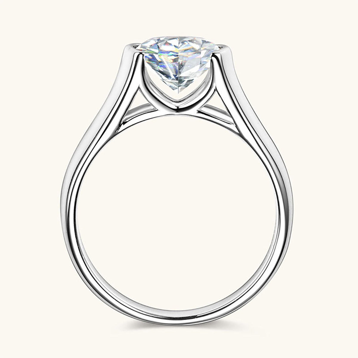 2.0 Carat D Color VVS1 Round Moissanite Bezel Solitaire Ring