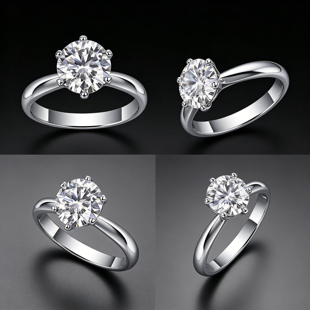 1–10 Carat Round D Color VVS1 Moissanite Ring