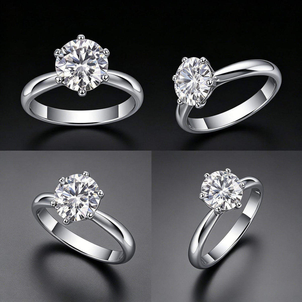 1–10 Carat Round D Color VVS1 Moissanite Ring