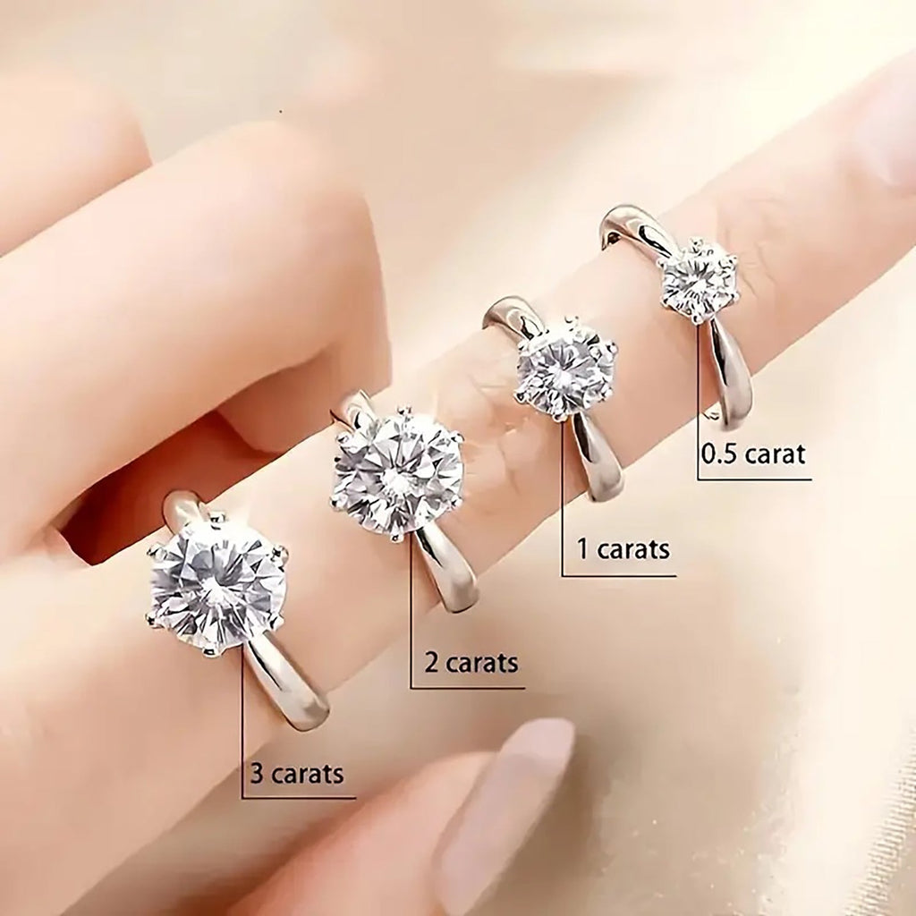 1–10 Carat Round D Color VVS1 Moissanite Ring