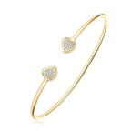 Heart-Shaped Pavé Moissanite Open Cuff Bracelet