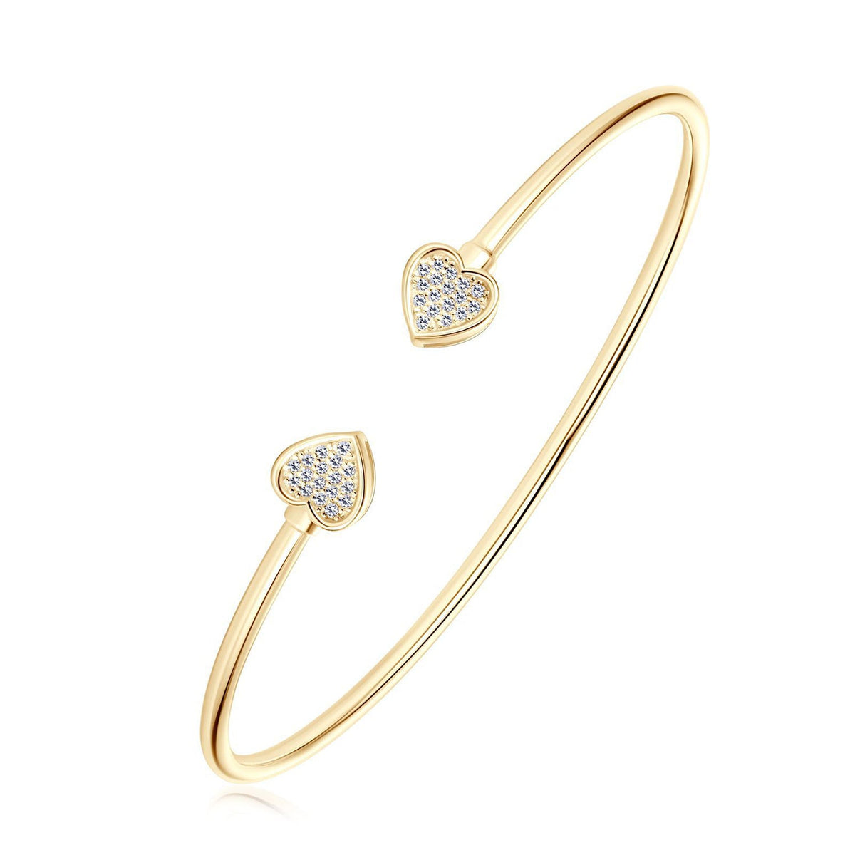 Heart-Shaped Pavé Moissanite Open Cuff Bracelet