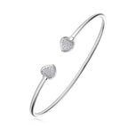 Heart-Shaped Pavé Moissanite Open Cuff Bracelet