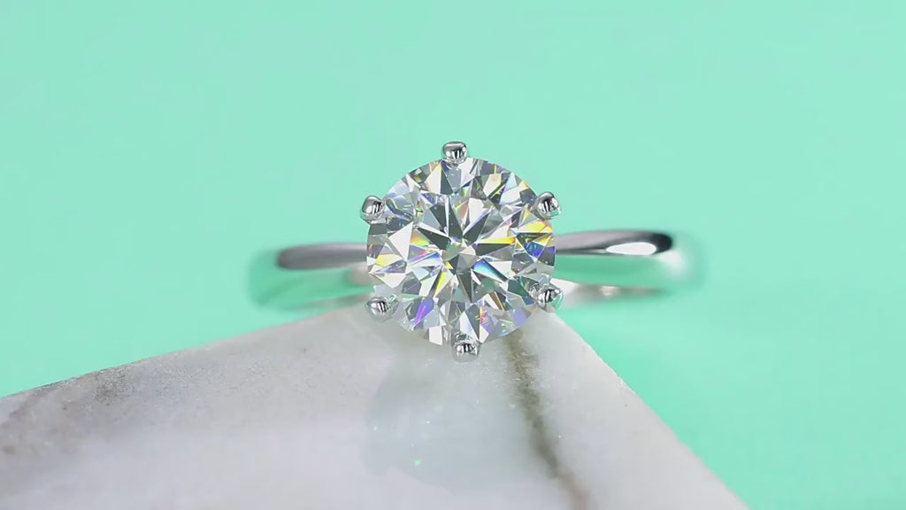 1–10 Carat Round D Color VVS1 Moissanite Ring