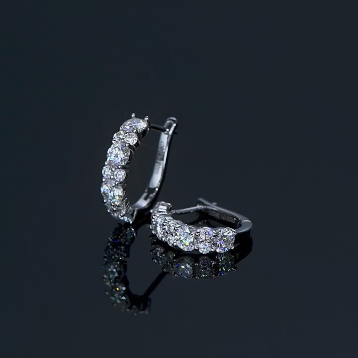 Contemporary D Color VVS1 Moissanite Multi-Stone Huggie Hoop Earrings